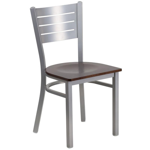 Flash Furniture XU-DG-60401-WALW-GG Metal Cutout Slat Back .62" Thick Walnut Finish Plywood Seat Hercules Series Restaurant Chair