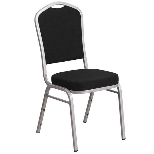 Flash Furniture FD-C01-S-11-GG Black Fabric Upholstered Silver Powder Coated Frame Finish Hercules Series Stacking Banquet Chair