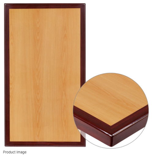 Flash Furniture TP-2TONE-3042-GG 42"W x 30"D Cherry Finish With Mahogany Edges Rectangular Table Top