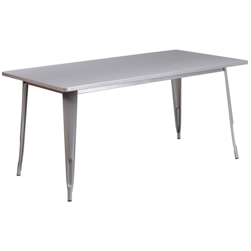 Flash Furniture ET-CT005-SIL-GG 63" W x 31.5" D Silver Galvanized Steel Powder Coat Finish Indoor / Outdoor Rectangular Table