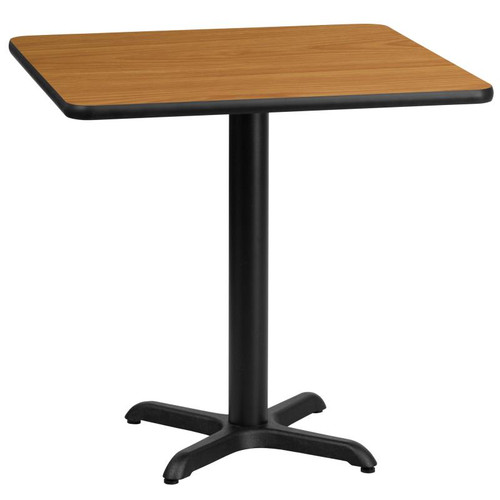 Flash Furniture XU-NATTB-3030-T2222-GG 30"W x 30"D x 31-1/8"H Melamine Core With Natural Laminate Finish Cast Iron Column With Black Powder Coated Finish Square Dining Height Table