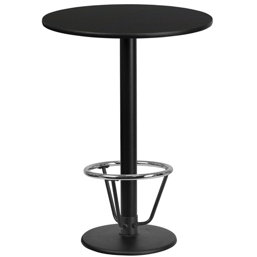 Flash Furniture XU-RD-24-BLKTB-TR18B-3CFR-GG Black Laminate Round Top PVC T-Mold Edge Table