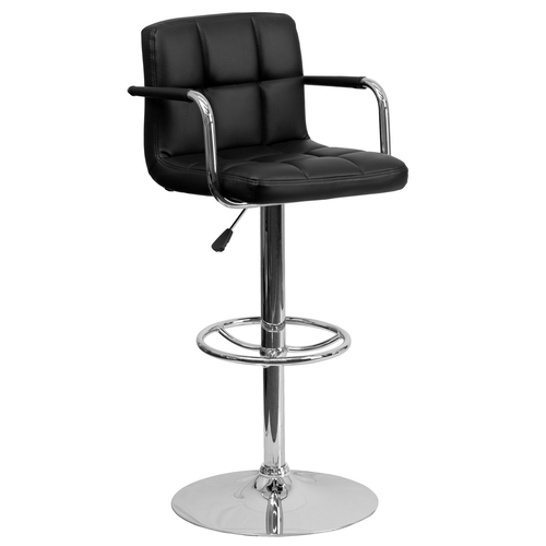 Flash Furniture CH-102029-BK-GG Black Vinyl with Contemporary Style Chrome Base Swivel Bar Stool