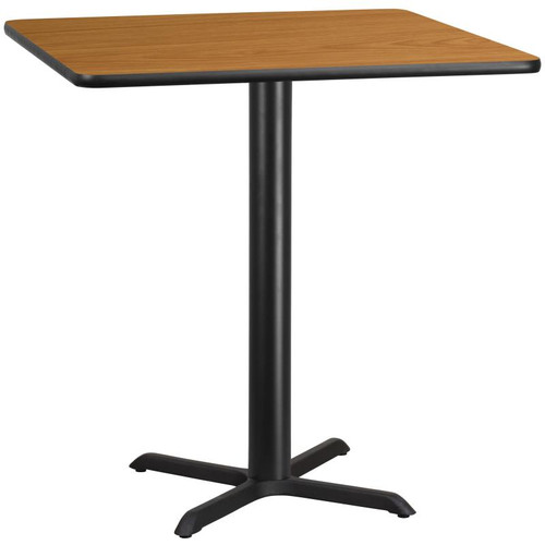 Flash Furniture XU-NATTB-4242-T3333B-GG Natural Laminate Square Top PVC T-Mold Edge Table