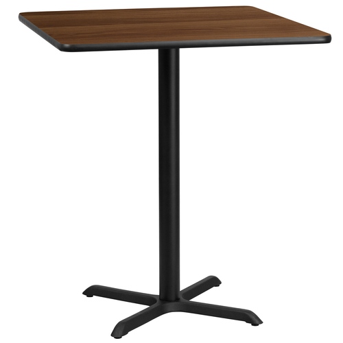 Flash Furniture XU-WALTB-3636-T3030B-GG Walnut Laminate Square Top PVC T-Mold Edge Table