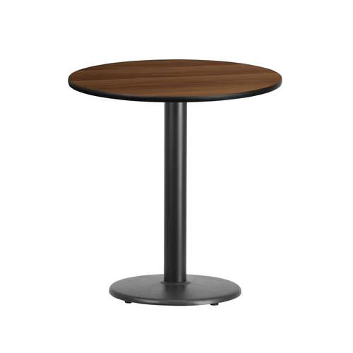 Flash Furniture XU-RD-24-WALTB-TR18-GG 24" Dia. Round Walnut Laminated Dining Height Table with Pedestal Base