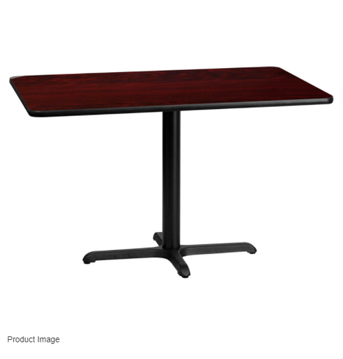 Flash Furniture XU-MAHTB-3048-T2230-GG 48”W x 30”D x 31-1/8”H Melamine Core With Mahogany Laminate Finish Cast Iron Column With Black Powder Coated Finish Rectangular Dining Height Table