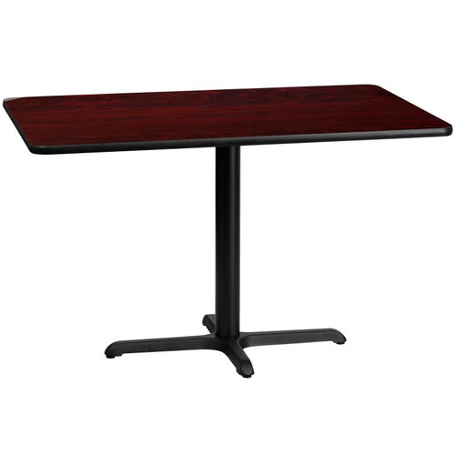 Flash Furniture XU-MAHTB-3048-T2230-GG 48”W x 30”D x 31-1/8”H Melamine Core With Mahogany Laminate Finish Cast Iron Column With Black Powder Coated Finish Rectangular Dining Height Table