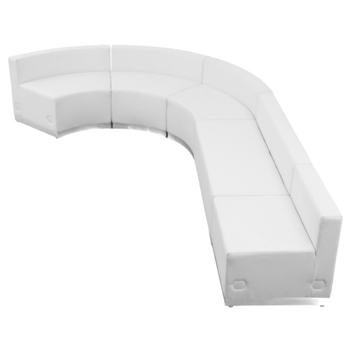 Flash Furniture ZB-803-470-SET-WH-GG White LeatherSoft with Brushed Stainless Steel Base Modular Hercules Alon Series Reception Configuration