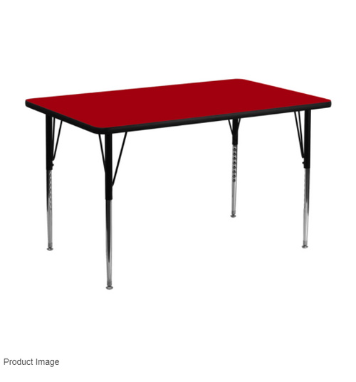 Flash Furniture XU-A2448-REC-RED-T-A-GG 48"W x 24"D x 30-1/8" Adjustable Height Red Laminate Top Rectangular Activity Table