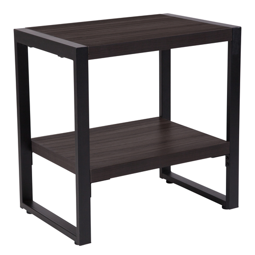 Flash Furniture NAN-JH-1733-GG 23.5" W x 15.75" D x 24" H Charcoal Wood Grain Laminate with Black Powder Coated Metal Frame Rectangular Thompson Collection End Table