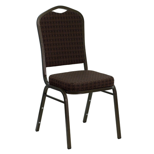 Flash Furniture NG-C01-BROWN-GV-GG Brown Patterned Fabric Gold Vein Powder Coated Frame Finish Hercules Series Stacking Banquet Chair