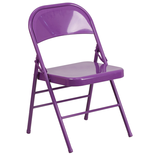 Flash Furniture HF3-PUR-GG Purple Steel Seat and Back Hercules Colorburst Series Folding Chair