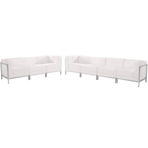 Flash Furniture ZB-IMAG-SET17-WH-GG White LeatherSoft With Integrated Stainless Steel Legs Modular Hercules Imagination Series Sofa