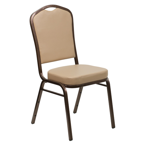 Flash Furniture FD-C01-COPPER-TN-VY-GG Tan Vinyl Upholstered Copper Vein Powder Coated Finish Hercules Series Stacking Banquet Chair