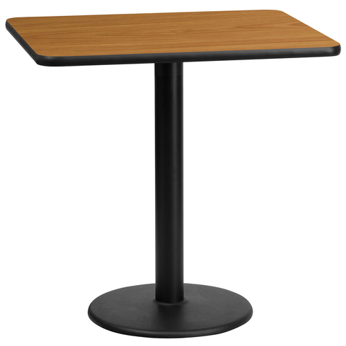 Flash Furniture XU-NATTB-2430-TR18-GG 30"W x 24"D x 31-1/8"H Melamine Core With Natural Laminate Finish Cast Iron Column With Black Powder Coated Finish Rectangular Dining Height Table