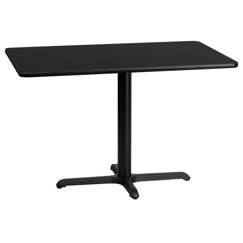 Flash Furniture XU-BLKTB-2442-T2230-GG 42" W Black Cast Iron Column Powder Coated and Laminate Finish Rectangular Table