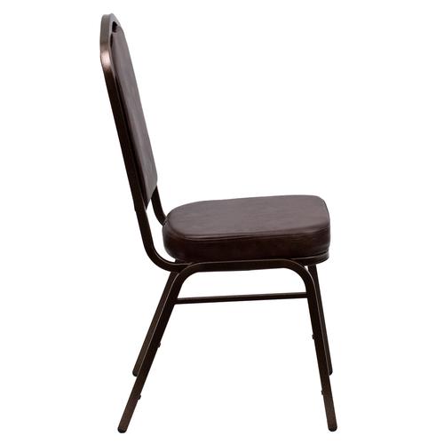 Flash Furniture FD-C01-COPPER-BRN-VY-GG Brown Vinyl Upholstered Copper Vein Powder Coated Finish Hercules Series Stacking Banquet Chair