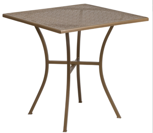 Flash Furniture CO-5-GD-GG Gold Rain Flower Design Top With Steel Powder Coat Finish Square Patio Table