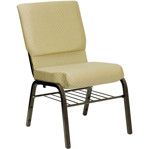 Flash Furniture XU-CH-60096-BGE-BAS-GG Beige 19" Width Gold Vein Frame Finish Hercules Series Stacking Church Chair