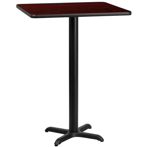 Flash Furniture XU-MAHTB-3030-T2222B-GG Mahogany Laminate Square Plastic Top PVC T-Mold Edge Table