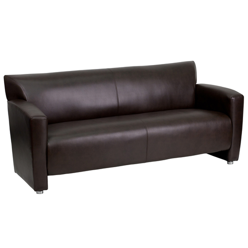 Flash Furniture 222-3-BN-GG Brown LeatherSoft with Brushed Aluminum Feet Hercules Majesty Series Reception Sofa