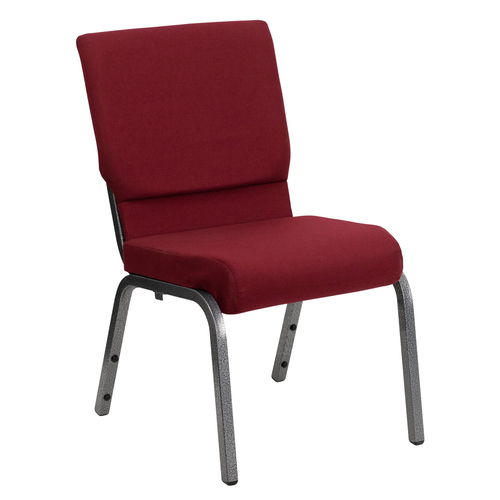 Flash Furniture XU-CH-60096-BY-SILV-GG Burgundy 19" Width Silver Vein Frame Finish Hercules Series Stacking Church Chair