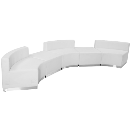 Flash Furniture ZB-803-810-SET-WH-GG White LeatherSoft with Brushed Stainless Steel Base Modular Hercules Alon Series Reception Configuration