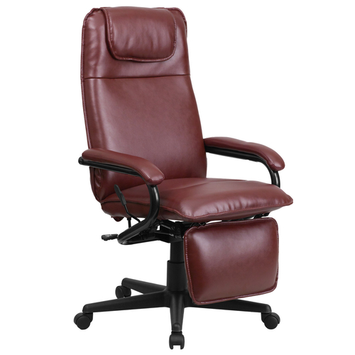 Flash Furniture BT-70172-BG-GG Burgundy Padded Arms Heavy Duty Black Nylon Base High Back Design Executive Reclining Swivel Office Chair