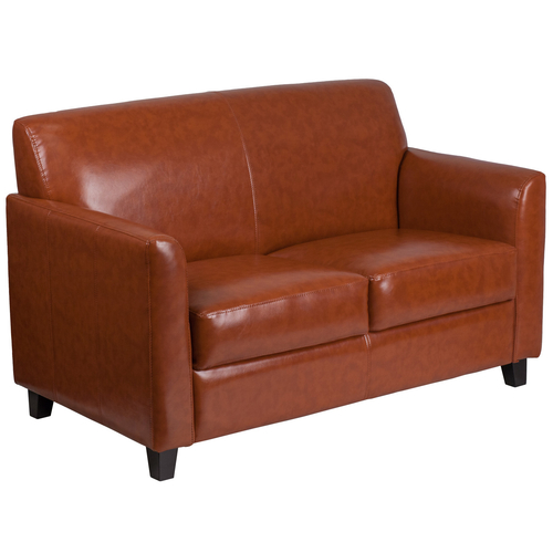 Flash Furniture BT-827-2-CG-GG Cognac LeatherSoft with Black Wood Feet Hercules Diplomat Series Reception Loveseat