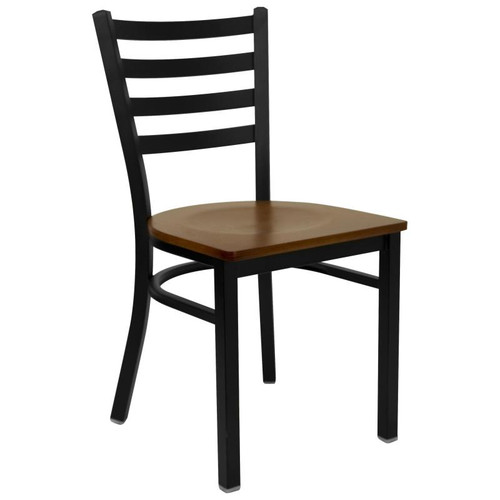 Flash Furniture XU-DG694BLAD-CHYW-GG Metal Ladder Back .62" Thick Cherry Finish Plywood Seat Hercules Series Restaurant Chair
