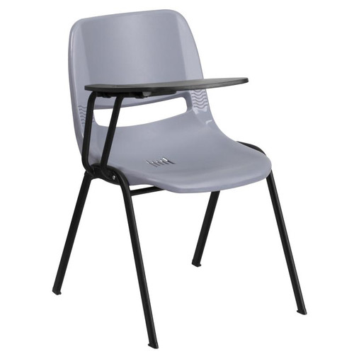 Flash Furniture RUT-EO1-GY-RTAB-GG Gray Flip-Up Right Handed Plastic Tablet Arm Seat and Back Hercules Series Ergonomic Shell Chair