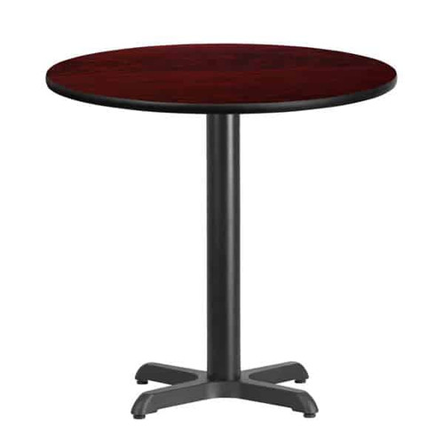 Flash Furniture XU-RD-30-MAHTB-T2222-GG 30" Dia. Round Mahogany Laminated Dining Height Table with Four Pointed Pedestal Base