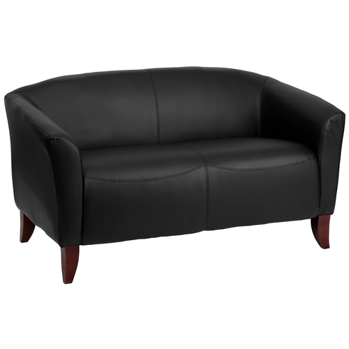 Flash Furniture 111-2-BK-GG Black LeatherSoft with Cherry Stained Wood Feet Hercules Imperial Series Reception Loveseat