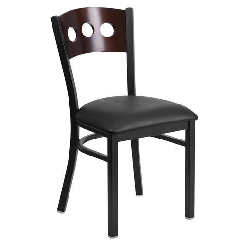 Flash Furniture XU-DG-6Y2B-WAL-BLKV-GG Walnut Finish Plywood Back Black Vinyl Upholstered Seat Hercules Series Restaurant Chair