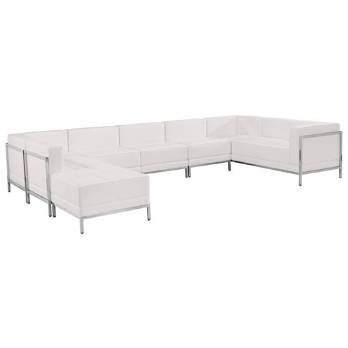 Flash Furniture ZB-IMAG-U-SECT-SET4-WH-GG White LeatherSoft With Stainless Steel Legs U-Shape Hercules Imagination Series Sectional