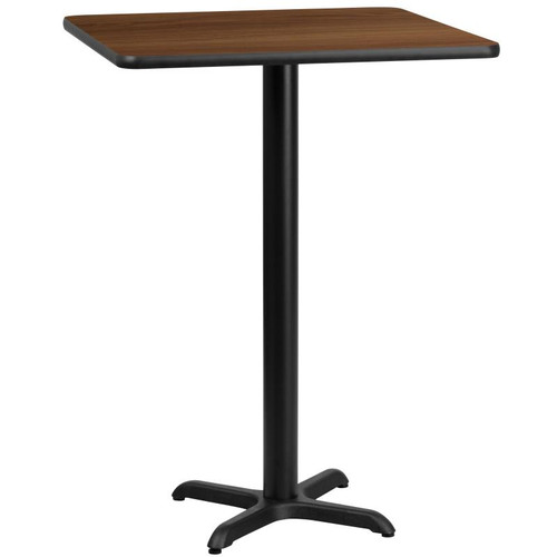 Flash Furniture XU-WALTB-2424-T2222B-GG Walnut Laminate Square Top PVC T-Mold Edge Table