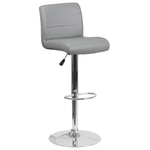 Flash Furniture DS-8101B-GY-GG Gray Vinyl with Contemporary Style Chrome Base Swivel Bar Stool