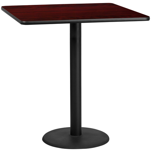 Flash Furniture XU-MAHTB-4242-TR24B-GG Mahogany Laminate Square Plastic Top PVC T-Mold Edge Table