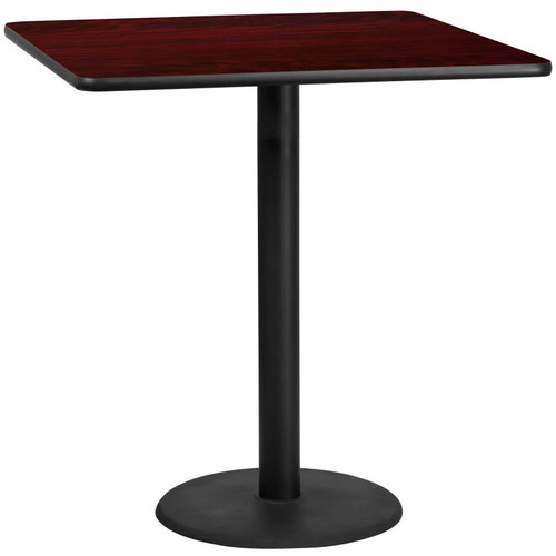 Flash Furniture XU-MAHTB-4242-TR24B-GG Mahogany Laminate Square Plastic Top PVC T-Mold Edge Table