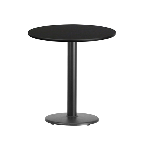 Flash Furniture XU-RD-24-BLKTB-TR18-GG 24" Dia. Round Black Laminated Dining Height Table with Pedestal Base