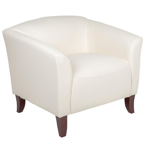 Flash Furniture 111-1-WH-GG White LeatherSoft Upholstery Seat and Back Hercules Imperial Series Reception Chair