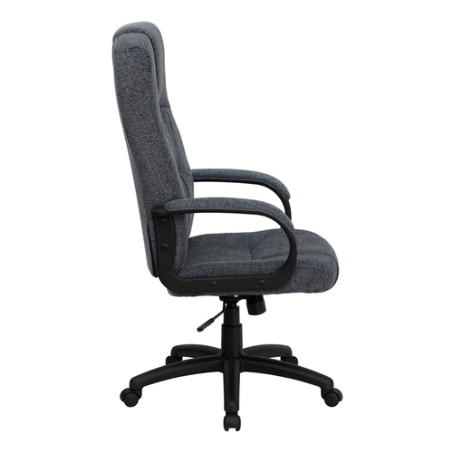 Flash Furniture BT-9022-BK-GG Gray Padded Arms Heavy Duty Black Nylon Base Mid Back Design Executive Swivel Office Chair