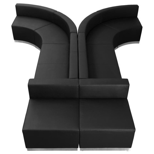 Flash Furniture ZB-803-620-SET-BK-GG Black LeatherSoft with Brushed Stainless Steel Base Modular Hercules Alon Series Reception Configuration