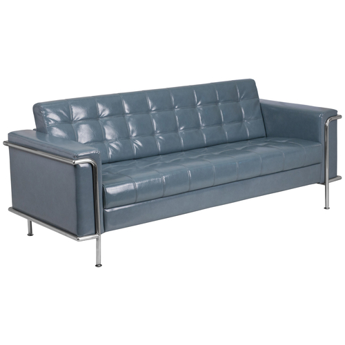 Flash Furniture ZB-LESLEY-8090-SOFA-GY-GG Gray LeatherSoft With Integrated Stainless Steel Legs Hercules Lesley Series Sofa