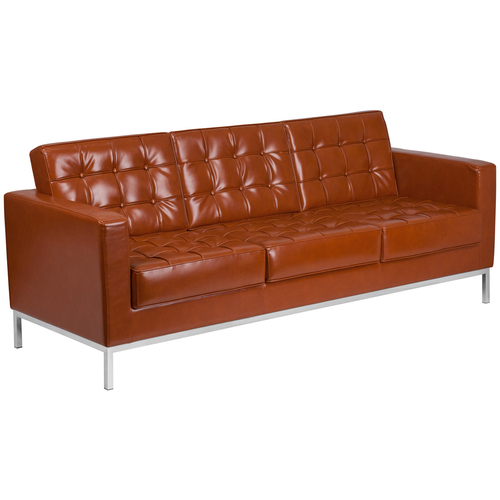 Flash Furniture ZB-LACEY-831-2-SOFA-COG-GG Cognac LeatherSoft With Integrated Stainless Steel Legs Hercules Lacey Series Loveseat