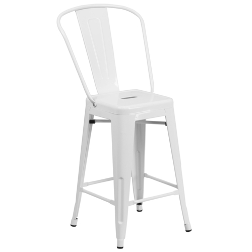 Flash Furniture CH-31320-24GB-WH-GG White Galvanized Steel Counter Height Bar Stool