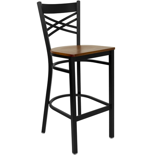 Flash Furniture XU-6F8BXBK-BAR-CHYW-GG Cherry Finish Seat Steel Black Powder Coated Frame Hercules Series Restaurant Bar Stool