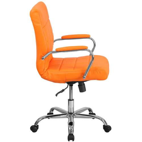 Flash Furniture GO-2240-ORG-GG Orange Vinyl Padded Arms Mid Back Design Executive Swivel Office Chair