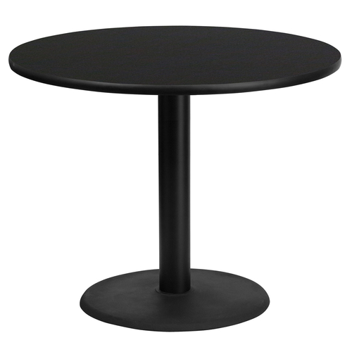 Flash Furniture XU-RD-36-BLKTB-TR24-GG 36" Dia. Round Black Laminated Dining Height Table with Pedestal Base